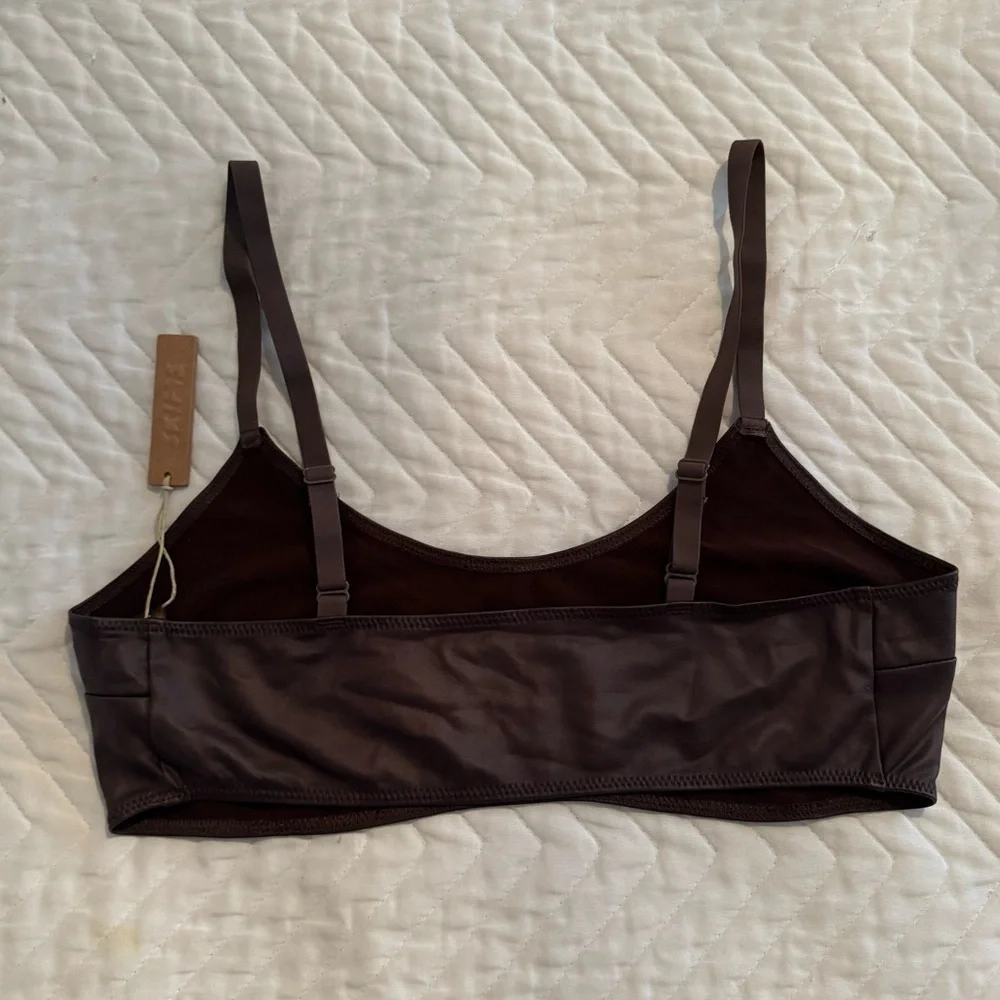 Skims Wet Jersey Scoop Bralette Cocoa Brown 2XL NEW WITH TAGS - Picture 2 of 8